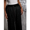 Černé třpytivé široké kalhoty HADICHA s kamínky