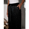 Černé třpytivé široké kalhoty HADICHA s kamínky