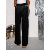 Černé třpytivé široké kalhoty HADICHA s kamínky