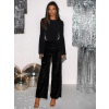 Černé třpytivé široké flitrované kalhoty ATHINA