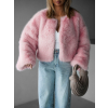 Růžový stylový faux fur kožíšek HILDAR