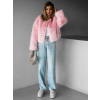 Růžový stylový faux fur kožíšek HILDAR