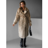 Hnědý dlouhý teddy kabát LEYLA