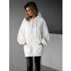 Bílá oversize dlouhá mikina CRUZY s kapucí