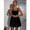 Černé krátké sametové vypasované šaty KALLIAS