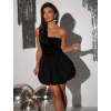 Černé balónové krátké třpytivé šaty ESCANOR