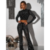 Černý elegantní kalhotový třpytivý komplet ALESSIA