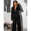 Černý třpytivý dlouhý stylový overal EZIOT s flitry