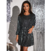 Stříbrnočerné krátké flitrované šaty HELION