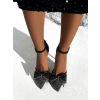 Černé třpytivé lodičky na podpatku RIDOC s mašlí