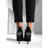 Černé elegantní lesklé lodičky na podpatku RHIANON