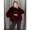 Vínový faux fur kožešinový kabát kožich VIVIENE