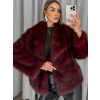 Vínový faux fur kožešinový kabát kožich VIVIENE