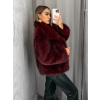 Vínový faux fur kožešinový kabát kožich VIVIENE