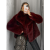Bordó faux fur kožešinový kabátek kožich BAIDE