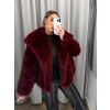 Bordó faux fur kožešinový kabátek kožich BAIDE