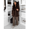 Hnědý faux fur kožešinový kabát CAMTU