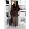 Hnědý faux fur kožešinový kabát CAMTU