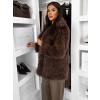 Hnědý faux fur kožešinový kabát CAMTU