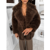 Hnědý faux fur kožešinový kabát CAMTU
