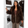 Hnědý faux fur kožešinový kabát CAMTU