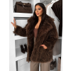 Hnědý faux fur kožešinový kabát CAMTU