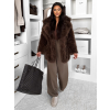 Hnědý faux fur kožešinový kabát CAMTU