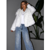 Bílý faux fur kožešinový kabátek DUYAH