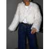 Bílý faux fur kožešinový kabátek TUYEN