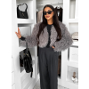 Šedý faux fur kožešinový kabátek TUYEN