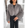 Šedý faux fur kožešinový kabátek TUYEN