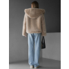 Béžový faux fur kožešinový kabát kožich IBISA s kapucí