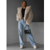 Béžový faux fur kožešinový kabát kožich IBISA s kapucí