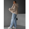 Béžový faux fur kožešinový kabát kožich IBISA s kapucí