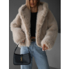 Béžový faux fur kožešinový kabát kožich IBISA s kapucí