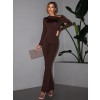 Hnědý dlouhý elegantní overal CHUNGY