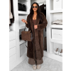 Hnědý faux fur dlouhý kožešinový plyšový kabát MINHA