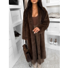 Hnědý faux fur dlouhý kožešinový plyšový kabát MINHA