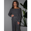 Tmavě šedý kalhotový svetrový komplet KALLIASA