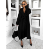Černý dlouhý flaušový kabát KALDEM