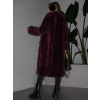 Vínový faux fur dlouhý kožešinový kabát HOAIN