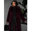 Vínový faux fur dlouhý kožešinový kabát HOAIN