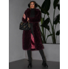 Vínový faux fur dlouhý kožešinový kabát HOAIN