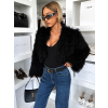 Černý faux fur krátký kožešinový kabátek TUYEN