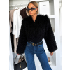 Černý faux fur krátký kožešinový kabátek TUYEN