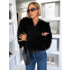 Černý faux fur krátký kožešinový kabátek TUYEN