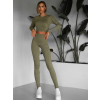 Khaki sportovní elastický komplet KEYA