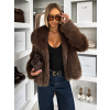 Hnědý faux fur krátký kožešinový kabátek DUYAH