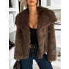 Hnědý faux fur krátký kožešinový kabátek DUYAH