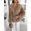 Hnědý faux fur kožešinový krátký kabátek HIENO